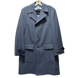 Vintage Classic Johnny Carson‎ Lined Trench Coat  Men's Size 36 R Blue 1970s EUC